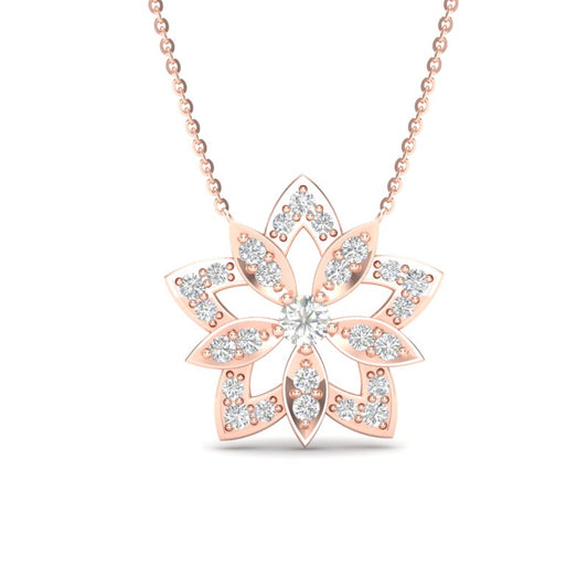 14K Gold Geometric Flower Diamond Pendant - Abtin & Company 