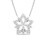 14K Gold Geometric Flower Diamond Pendant - Abtin & Company 