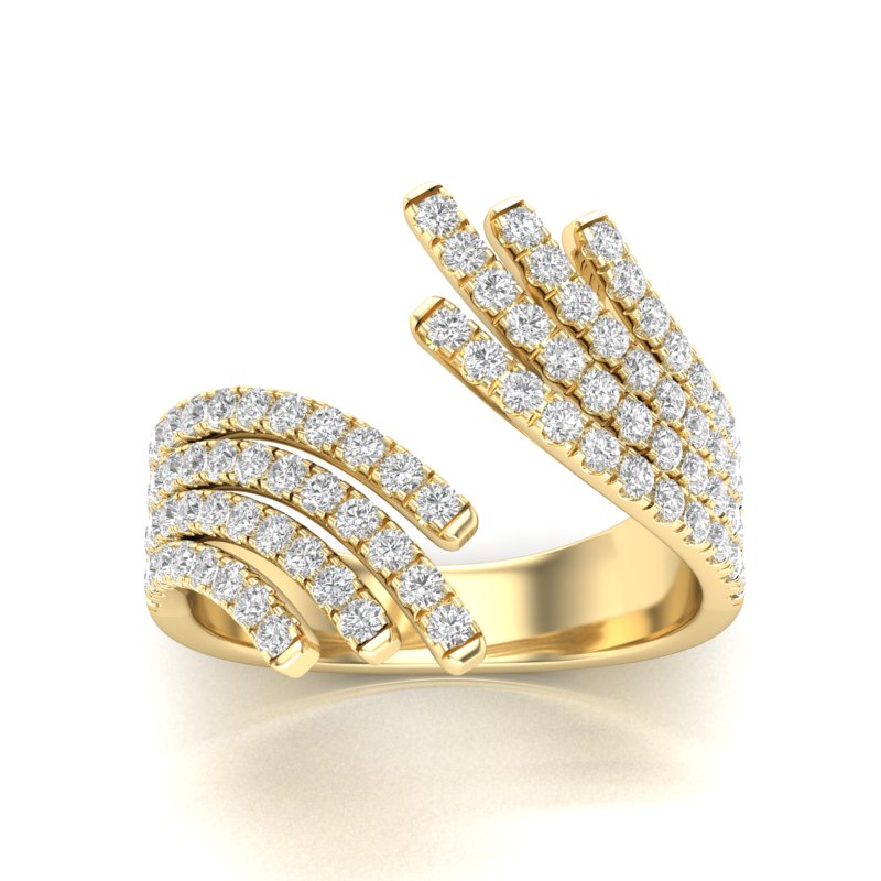 14K Gold Diamond Bypass Fashion Ring - Abtin & Company 