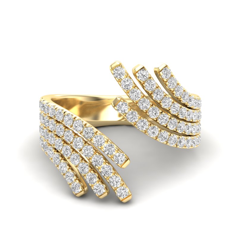 14K Gold Diamond Bypass Fashion Ring - Abtin & Company 