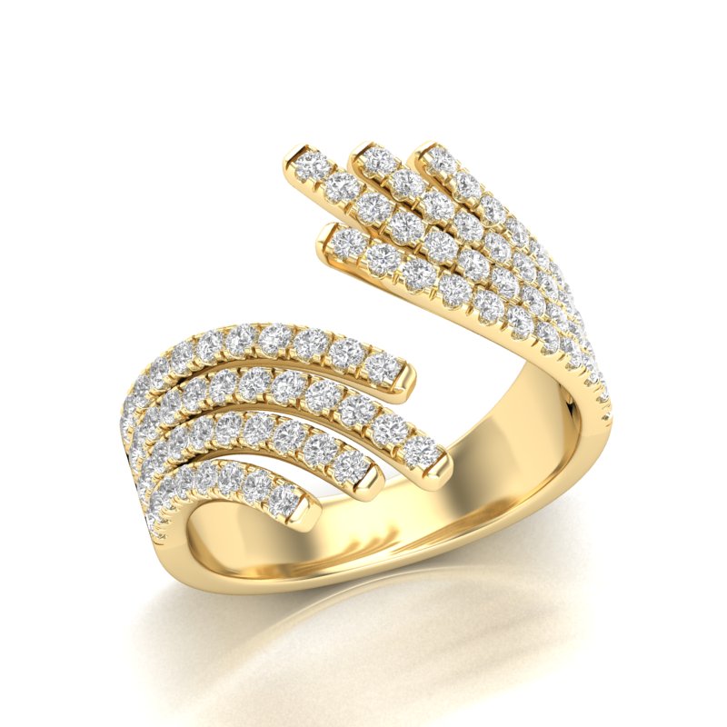 14K Gold Diamond Bypass Fashion Ring - Abtin & Company 