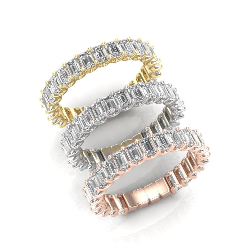 14K Gold Emerald-cut Diamond Wedding Band/Ring - Abtin & Company 