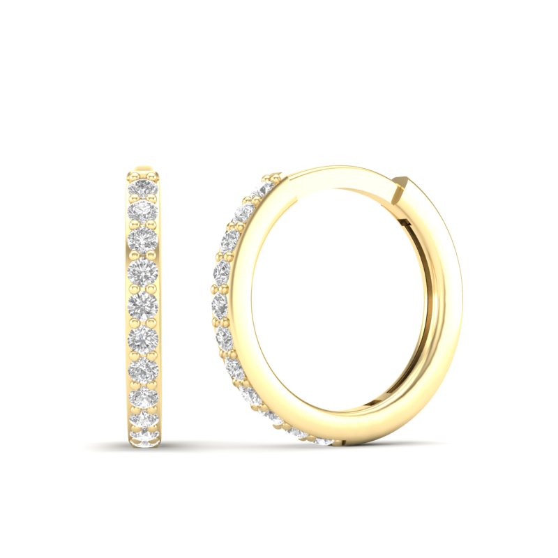 14k Gold/Diamond Huggie Earrings - Abtin & Company 
