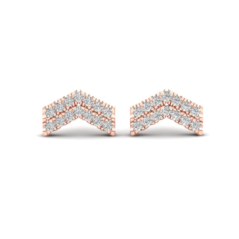 14K Gold Chevron Diamond Stud Earrings - Abtin & Company 