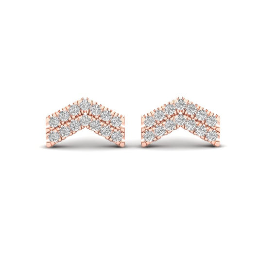 14K Gold Chevron Diamond Stud Earrings - Abtin & Company 