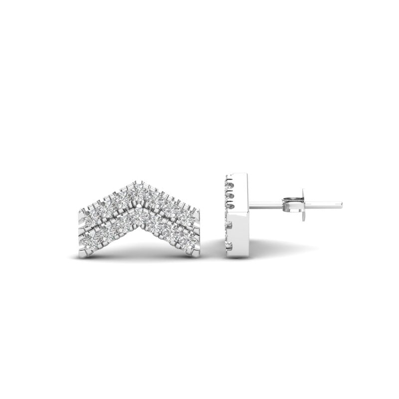 14K Gold Chevron Diamond Stud Earrings - Abtin & Company 