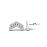 14K Gold Chevron Diamond Stud Earrings - Abtin & Company 