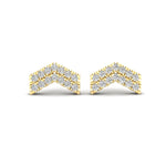 14K Gold Chevron Diamond Stud Earrings - Abtin & Company 