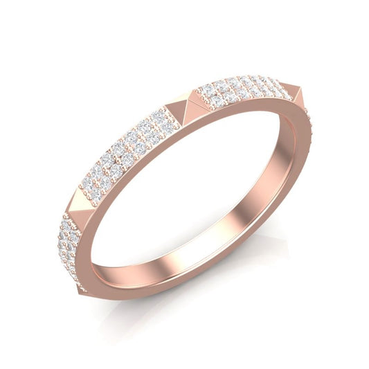 14k Gold Diamond Spike Pyramid Band Stacking Ring - Abtin & Company 