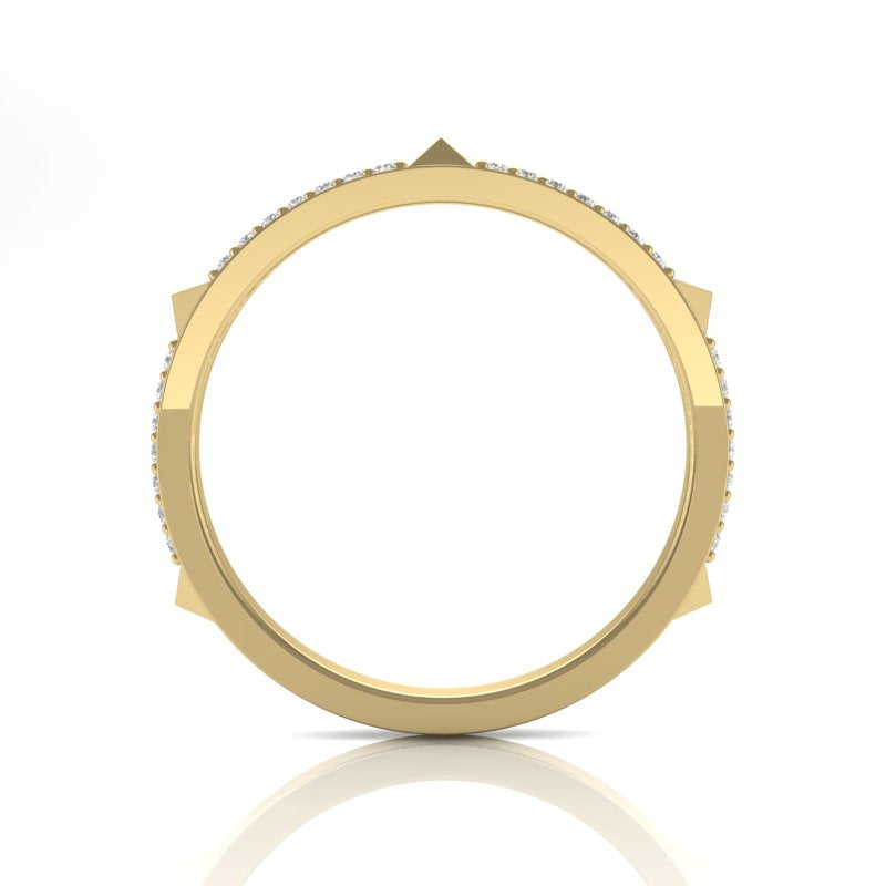 14k Gold Diamond Spike Pyramid Band Stacking Ring - Abtin & Company 
