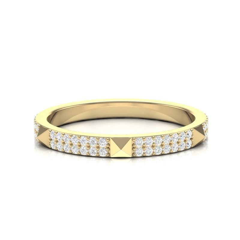 14k Gold Diamond Spike Pyramid Band Stacking Ring - Abtin & Company 