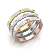 14k Gold Diamond Spike Pyramid Band Stacking Ring - Abtin & Company 