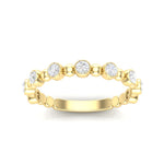 14k Gold Bead & Bezel Diamond Stackable Wedding Band - Abtin & Company 