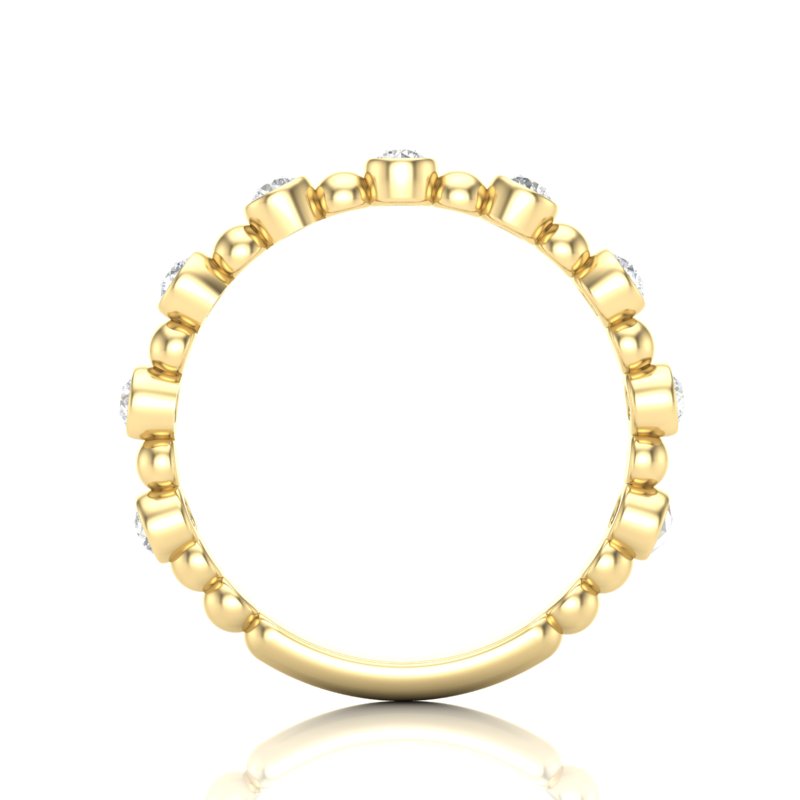 14k Gold Bead & Bezel Diamond Stackable Wedding Band - Abtin & Company 