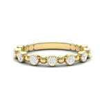 14k Gold Bead & Bezel Diamond Stackable Wedding Band - Abtin & Company 