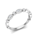 14k Gold Bezel Marquise Diamond Stackable Ring Wedding Band - Abtin & Company 
