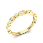 14k Gold Bezel Marquise Diamond Stackable Ring Wedding Band - Abtin & Company 