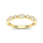 14k Gold Bezel Marquise Diamond Stackable Ring Wedding Band - Abtin & Company 