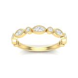 14k Gold Bezel Marquise Diamond Stackable Ring Wedding Band - Abtin & Company 