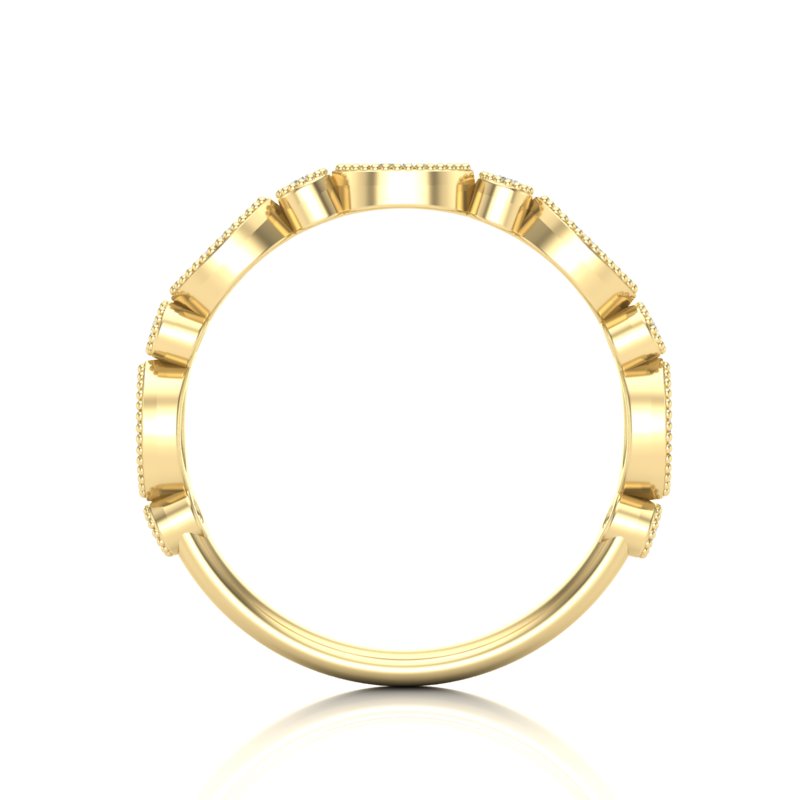 14k Gold Bezel Marquise Diamond Stackable Ring Wedding Band - Abtin & Company 
