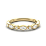 14k Gold Bezel Marquise Diamond Stackable Ring Wedding Band - Abtin & Company 