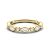 14k Gold Bezel Marquise Diamond Stackable Ring Wedding Band - Abtin & Company 