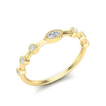 14k Gold Marquise Diamond Milgrain Bezel-Set Stackable Ring - Abtin & Company 