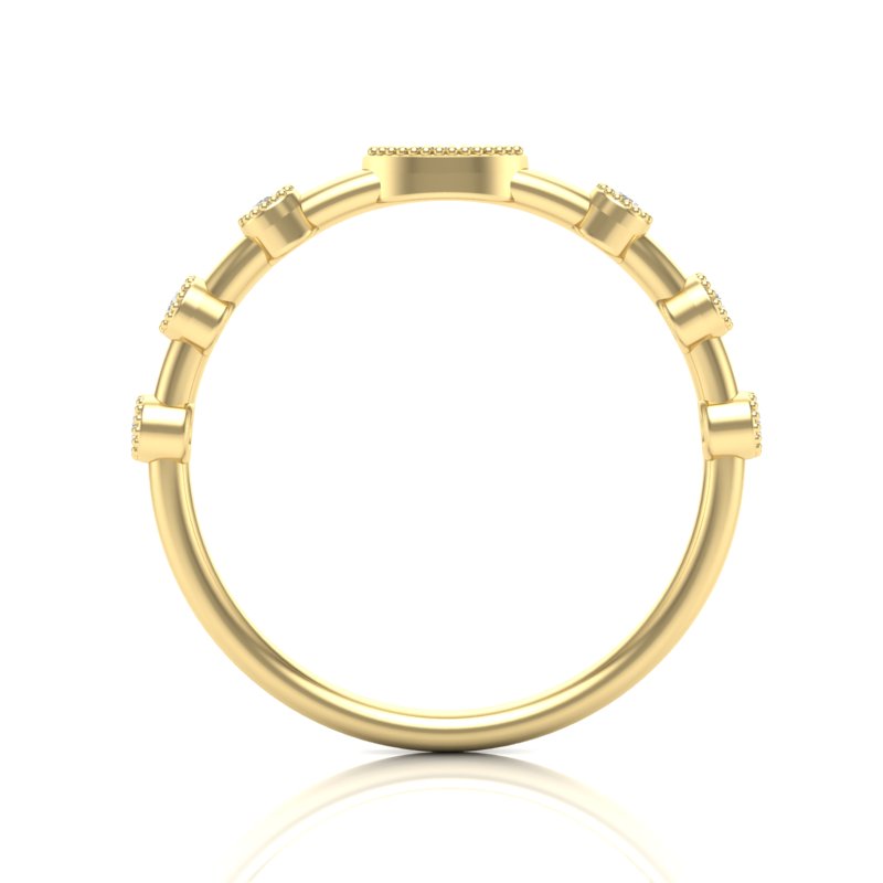 14k Gold Marquise Diamond Milgrain Bezel-Set Stackable Ring - Abtin & Company 