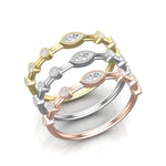 14k Gold Marquise Diamond Milgrain Bezel-Set Stackable Ring - Abtin & Company 