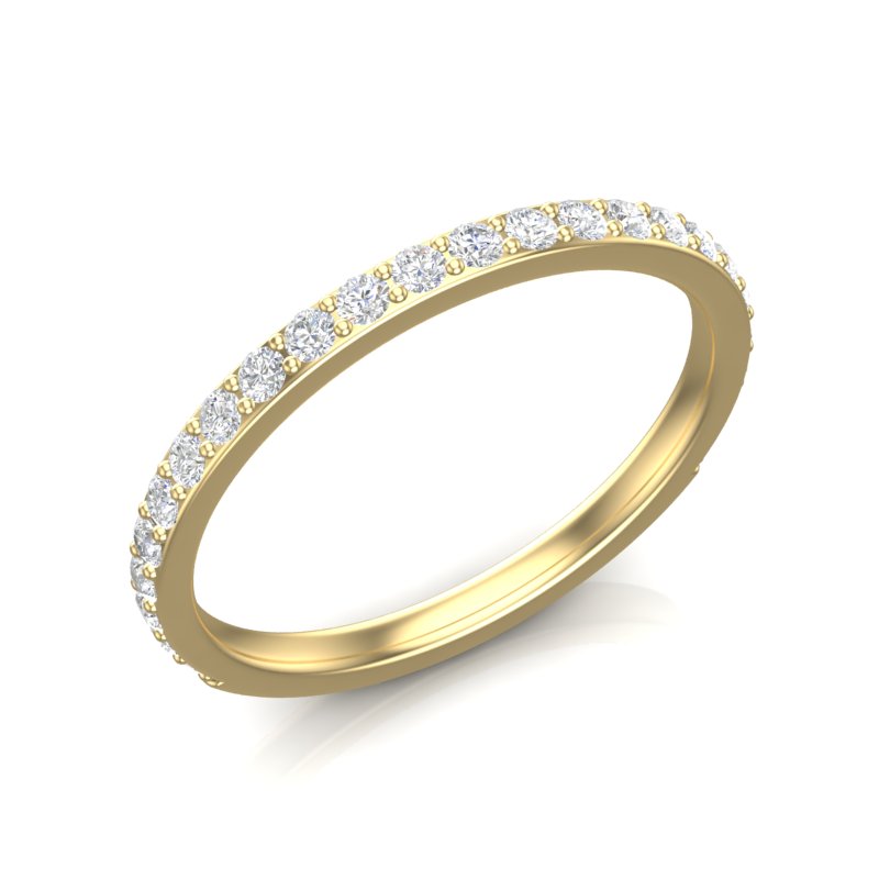 14k Gold Diamond Wedding Band Stackable Ring - Abtin & Company 