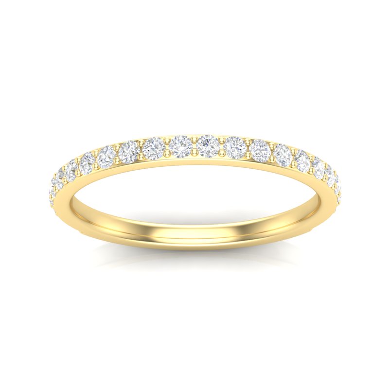 14k Gold Diamond Wedding Band Stackable Ring - Abtin & Company 