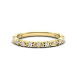 14k Gold Diamond Vintage Marquise Wedding Band Stackable Ring - Abtin & Company 