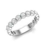 14k Gold Milgrain Bezel Diamond Wedding Band Stackable Ring - Abtin & Company 