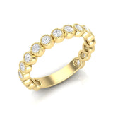 14k Gold Milgrain Bezel Diamond Wedding Band Stackable Ring - Abtin & Company 