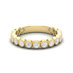 14k Gold Milgrain Bezel Diamond Wedding Band Stackable Ring - Abtin & Company 