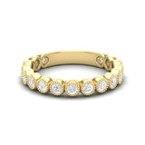 14k Gold Milgrain Bezel Diamond Wedding Band Stackable Ring - Abtin & Company 