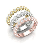 14k Gold Milgrain Bezel Diamond Wedding Band Stackable Ring - Abtin & Company 