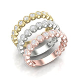 14k Gold Milgrain Bezel Diamond Wedding Band Stackable Ring - Abtin & Company 