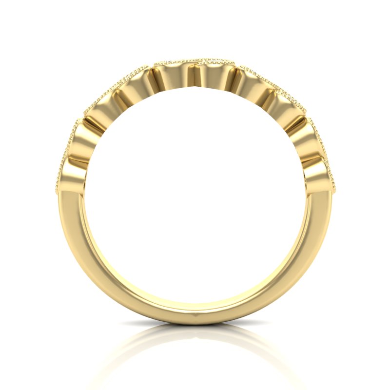 14k Gold Migrain Bezel Infinity Diamond Wedding Band Stackable Ring - Abtin & Company 