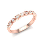 14k Gold Diamond Art Deco Square Marquise Stackable Ring/Wedding Band - Abtin & Company 