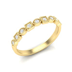 14k Gold Diamond Art Deco Square Marquise Stackable Ring/Wedding Band - Abtin & Company 