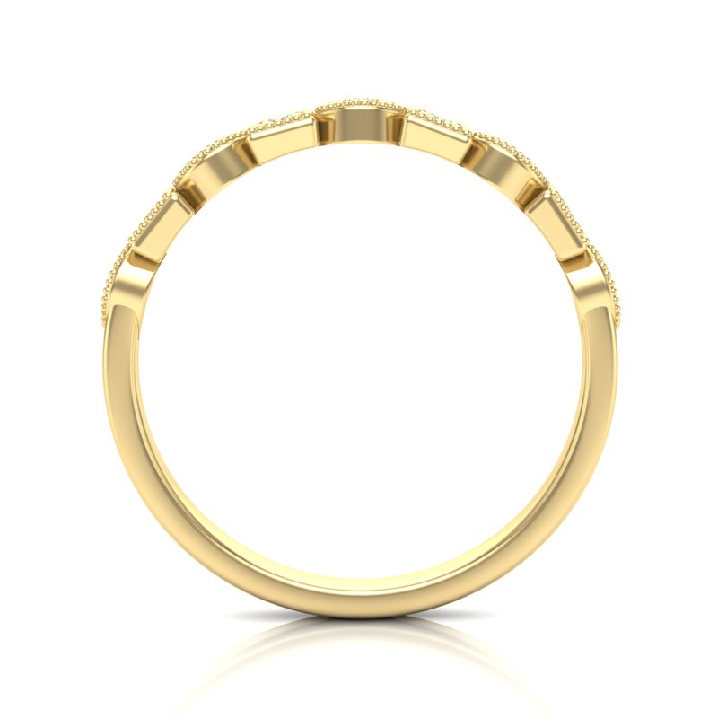 14k Gold Diamond Art Deco Square Marquise Stackable Ring/Wedding Band - Abtin & Company 