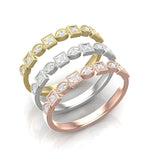 14k Gold Diamond Art Deco Square Marquise Stackable Ring/Wedding Band - Abtin & Company 