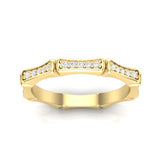 14k Gold Bamboo Diamond Stackable ring Wedding Band - Abtin & Company 