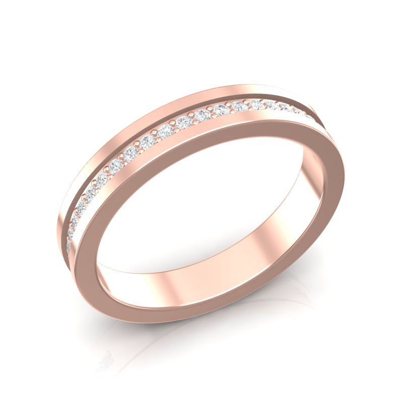 14k Gold Channel Set Diamond Stackable Ring Wedding Band - Abtin & Company 