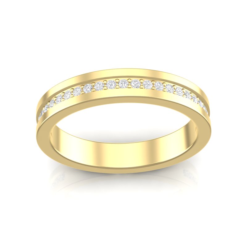 14k Gold Channel Set Diamond Stackable Ring Wedding Band - Abtin & Company 
