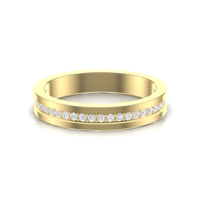 14k Gold Channel Set Diamond Stackable Ring Wedding Band - Abtin & Company 