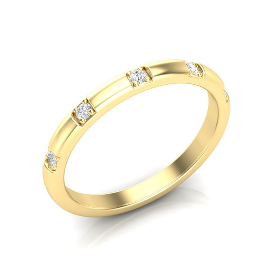 14k Gold Five Diamond Stackable Ring Wedding Band - Abtin & Company 