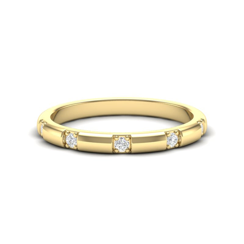 14k Gold Five Diamond Stackable Ring Wedding Band - Abtin & Company 