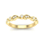 14k Gold Diamond Vintage Milgrain Paisley Stackable Ring Wedding Band - Abtin & Company 